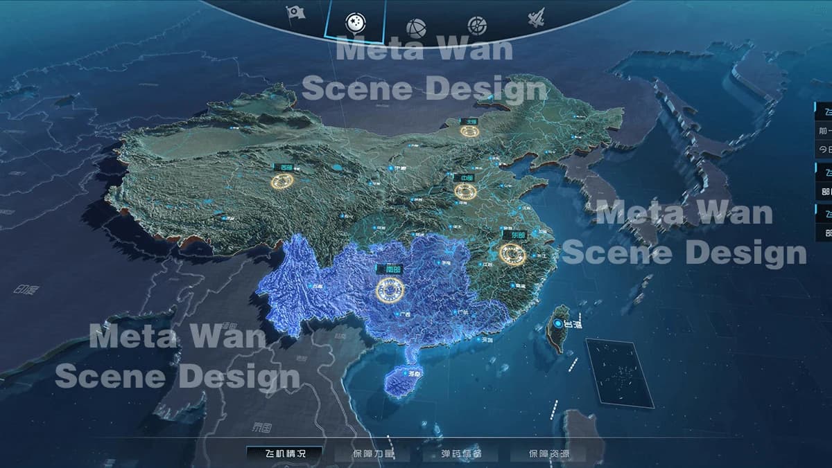 中国三维地形与区域态势信息可视化